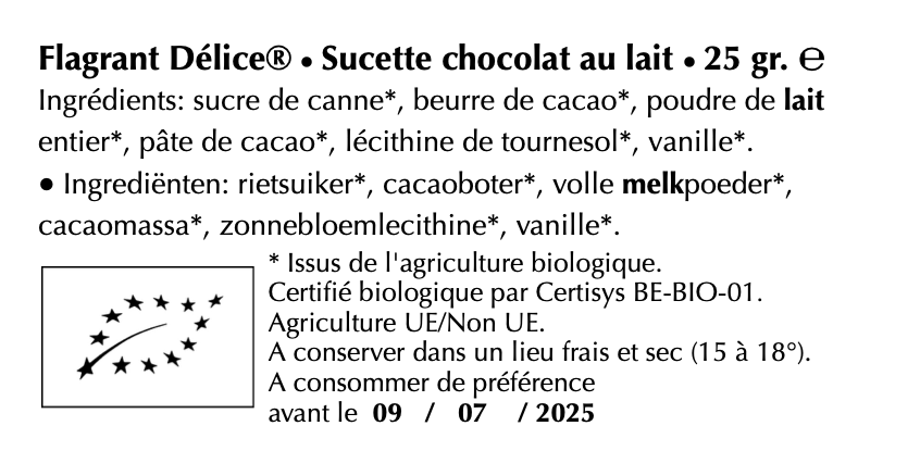 Sucettes choc. lait (individuelles)