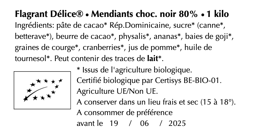 Mendiants choc. noir - Vrac