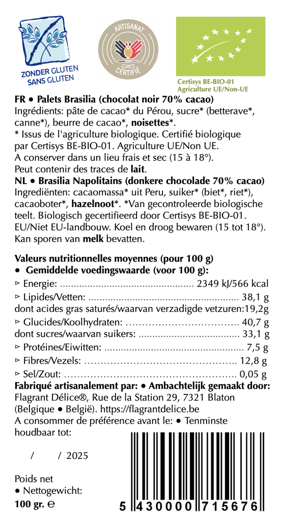 Palets Brasilia choc. noir