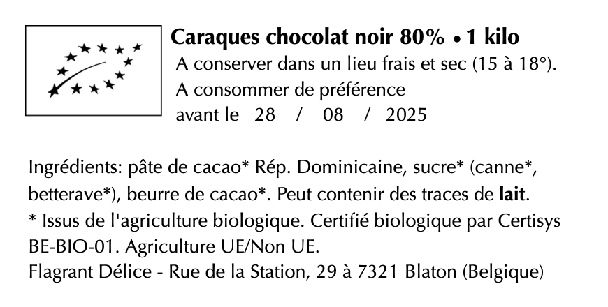 Caraques choc. noir 80% - Vrac
