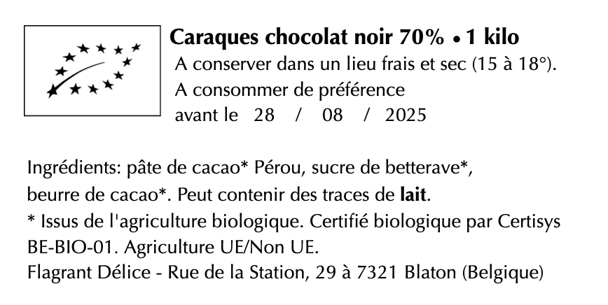 Caraques choc. noir Fête des Mères - Vrac