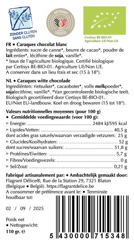 Caraques choc. blanc