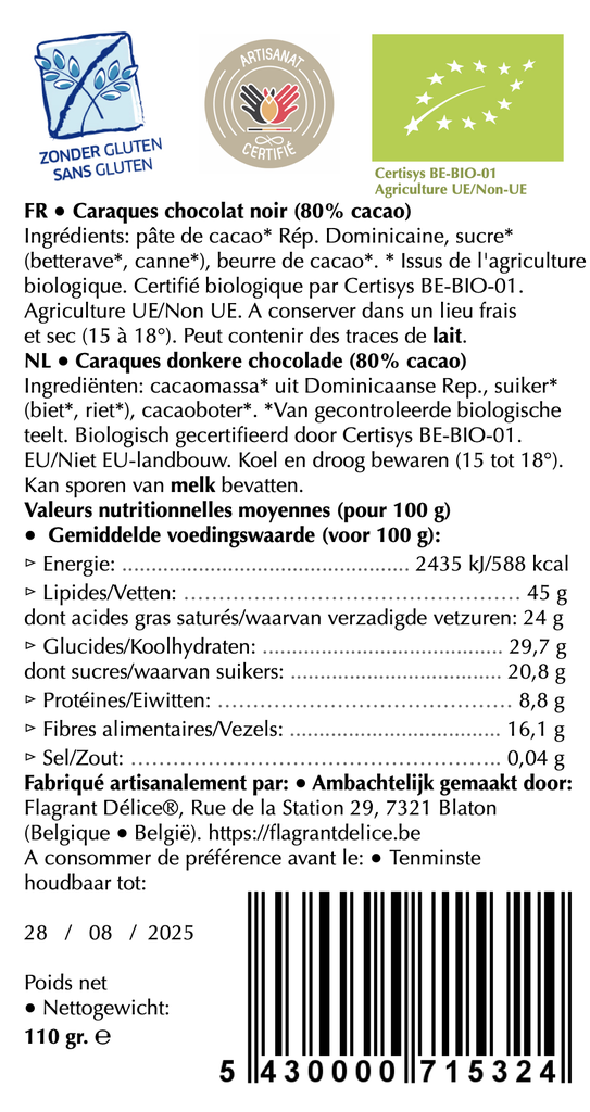 Caraques choc. noir 80%