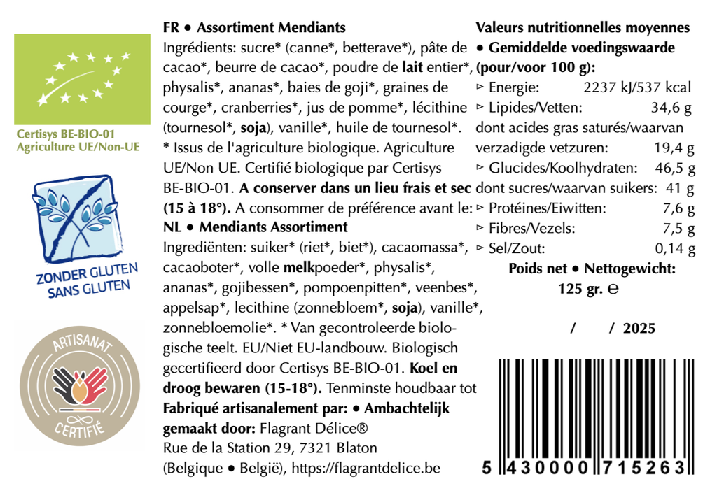 Assortiment mendiants 3 chocolats