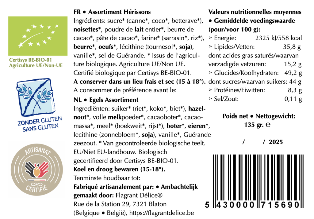 Assortiment hérissons 3 chocolats