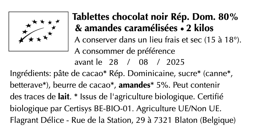 Tablettes choc. noir & amandes caramélisées - Vrac