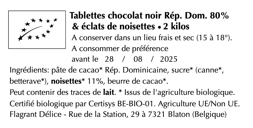 Tablettes choc. noir & éclats de noisettes - Vrac