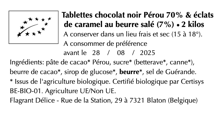 Tablettes choc. noir & éclats de caramel au beurre salé - Vrac
