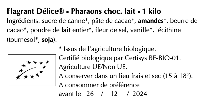 Pharaons choc. lait (praliné amande) - Vrac