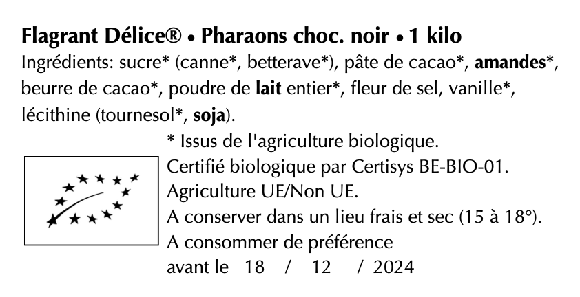 Pharaons choc. noir (praliné amande) - Vrac