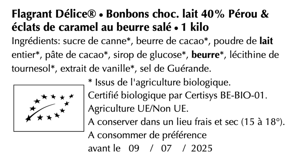 Bonbons choc. lait & éclats de caramel au beurre salé - Vrac