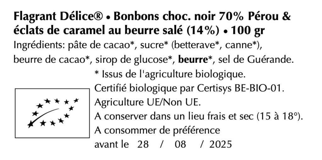 Bonbons choc. noir & éclats de caramel au beurre salé
