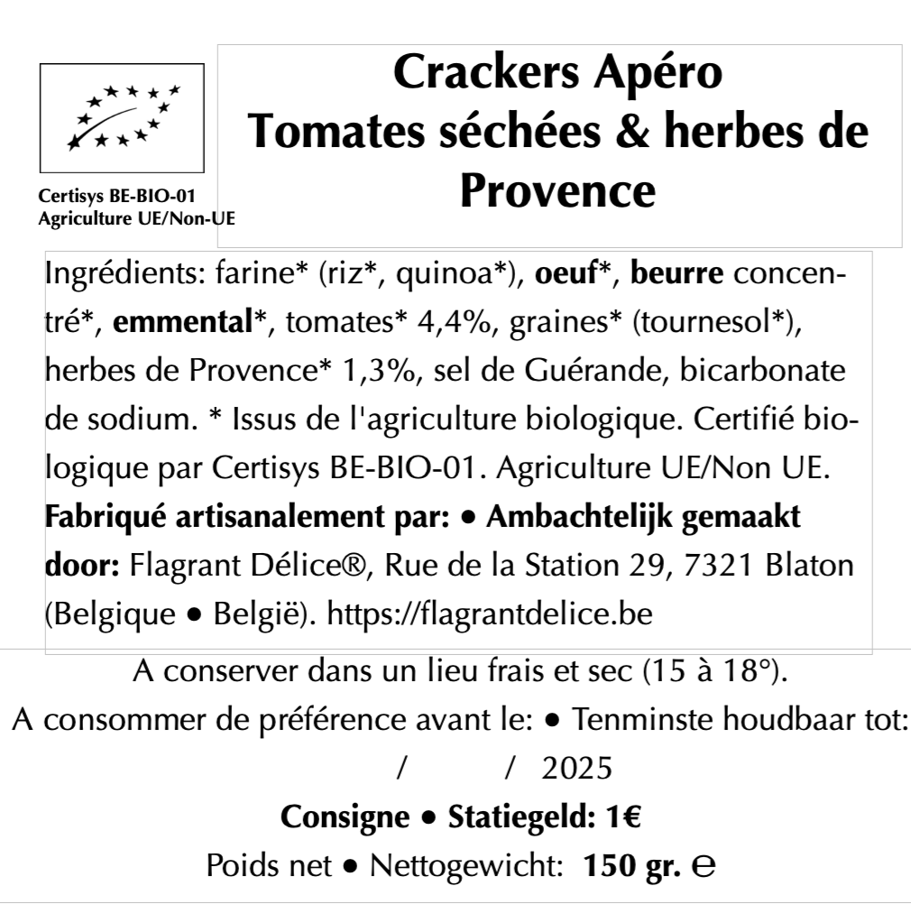 Crackers fromage - Herbes de Provence & tomates séchées (WECK)