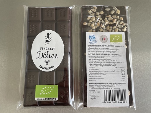 ​Tablette choc. noir & éclats de noisettes